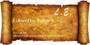 Lubovits Egbert névjegykártya